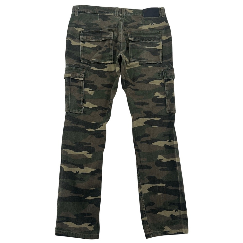 Free World Men Sz 32 Camo Cargo Night Train Regular Fit Utility Army Green Brown